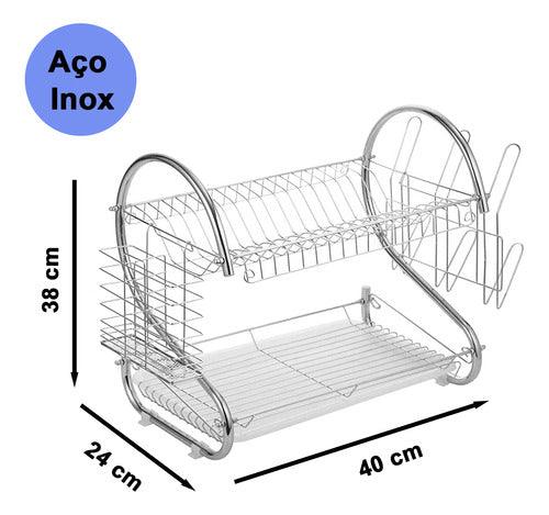 Escorredor De Louça Pratos Talheres Inox Cozinha Duplo